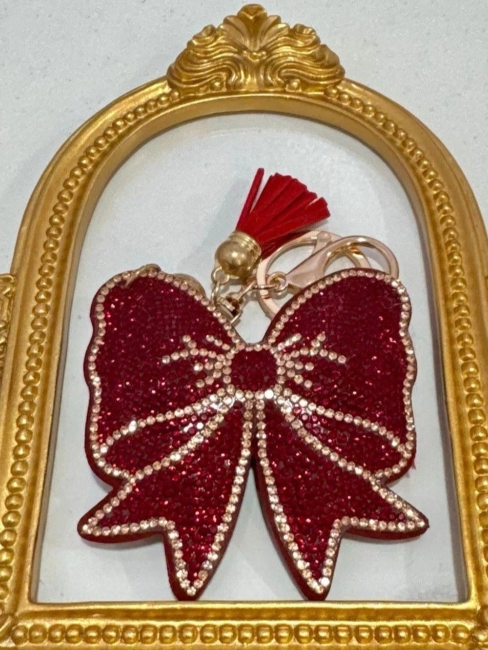New Red/ Gold Bow Keychain Bag Chain
